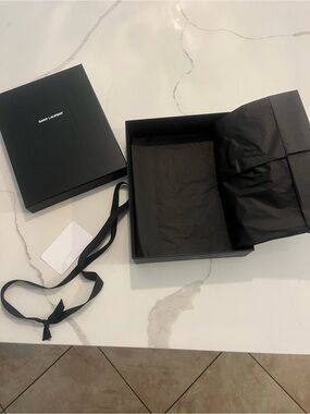 Saint Laurent Black Gift Box with Black Ribbon and Tissue